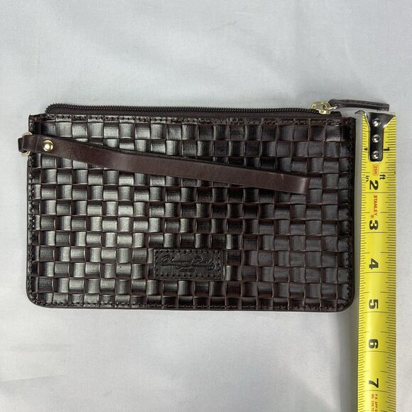 Dooney & Bourke Chocolate Brown Woven Flat Leather Wristlet Wallet - Picture 6 of 6